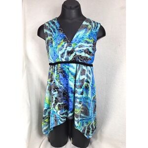 Y2k Cocomo Petite‎ Babydoll Top Medium Fairy Blouse Mermaid Ethereal Blue Zebra